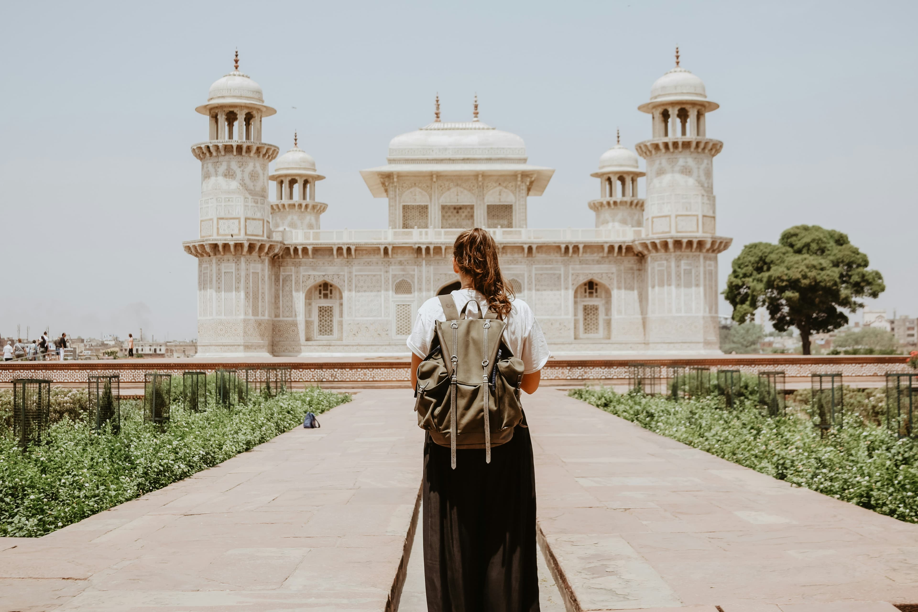 Traveler looking at map