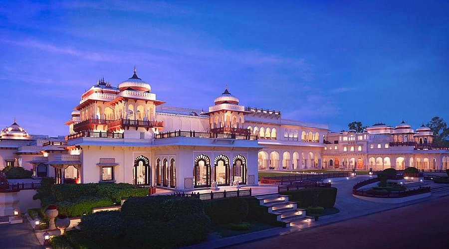 Royal dining experience at Rambagh Palace Jaipur during a luxury Golden Triangle tour