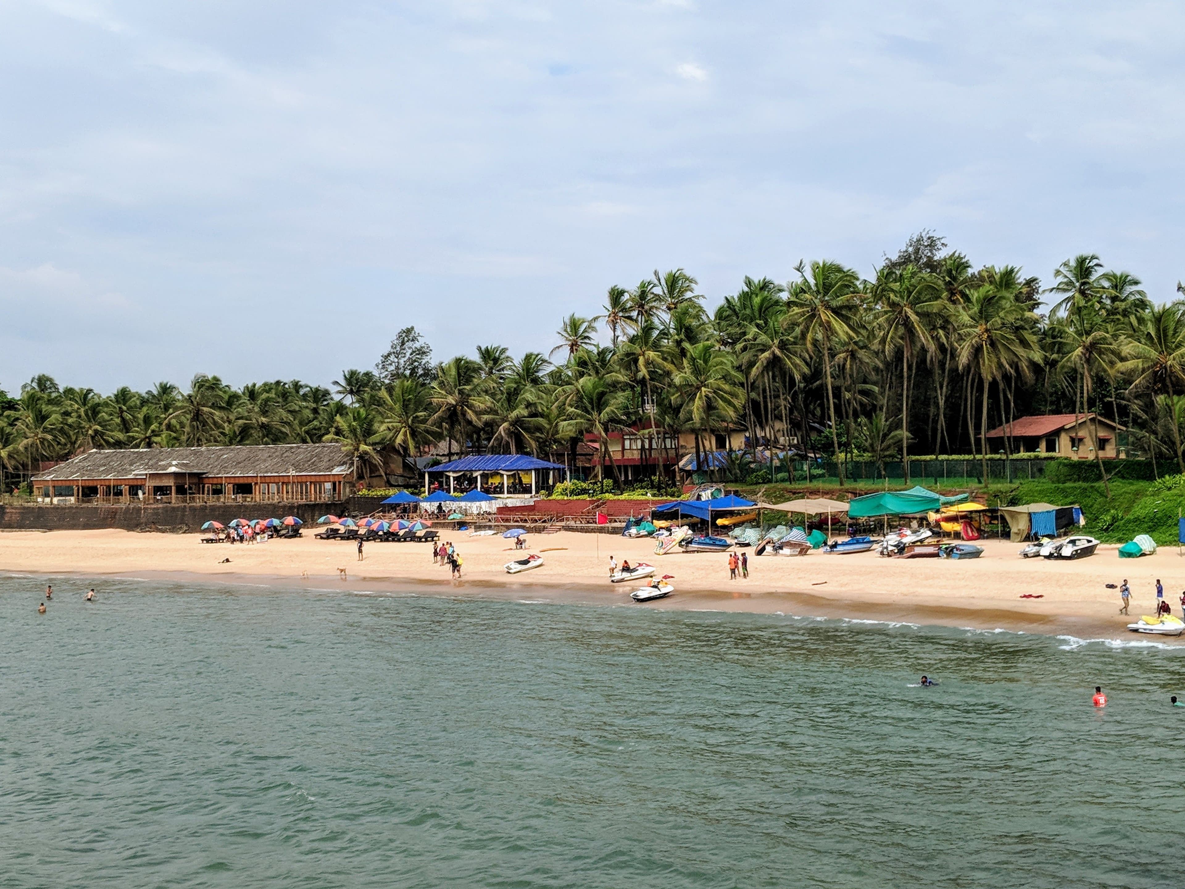 Luxurious beachfront resort with swaying coconut palms and pristine sandy shores of South Goa India