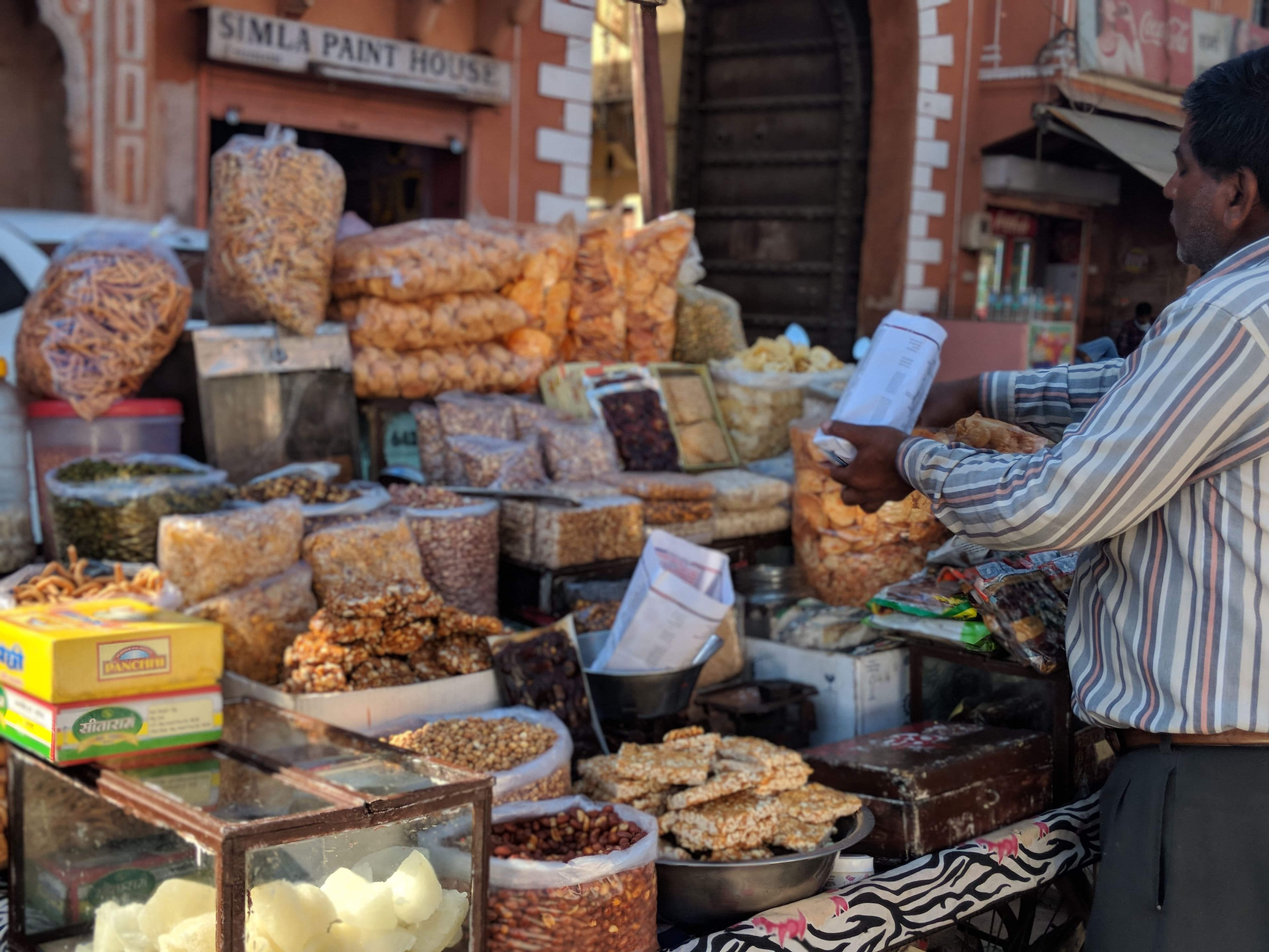 A plate of Agra's famous petha sweets alongside bedai and aloo sabzi