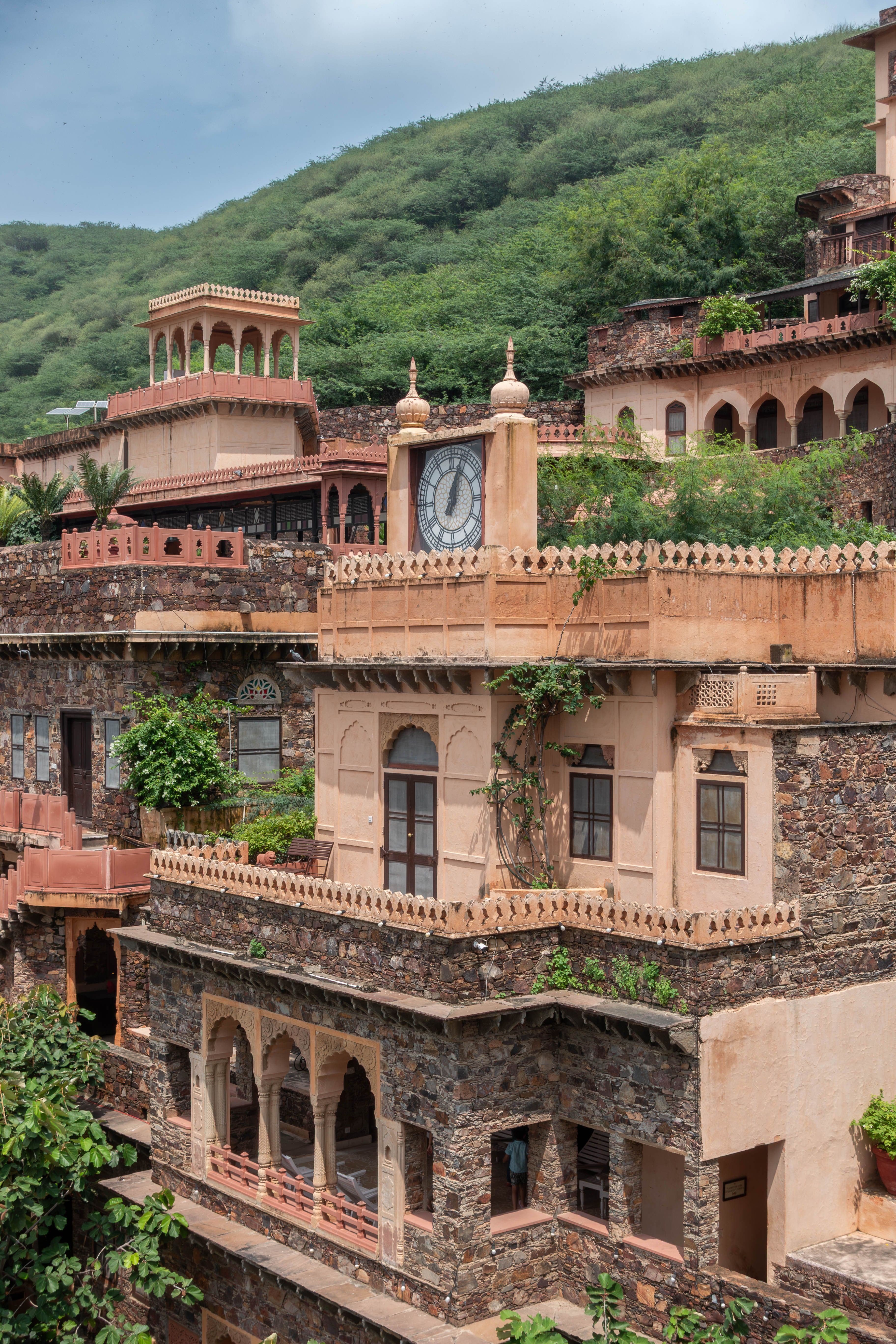Neemrana Fort Palace architecture - terraced levels and Rajput design in Rajasthan
